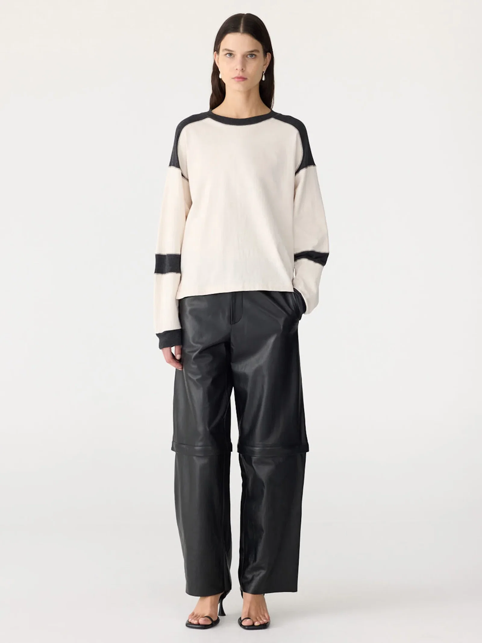 Image of Long Sleeve Slouch Panelled T-Shirt