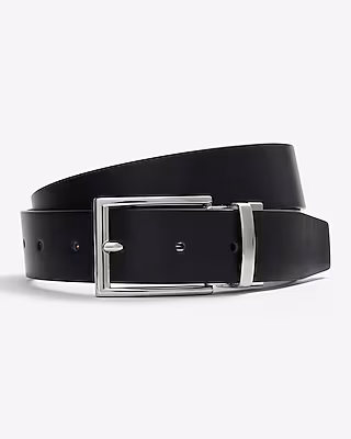 Leather Black and Brown Reversible Silver Square Buckle Belt