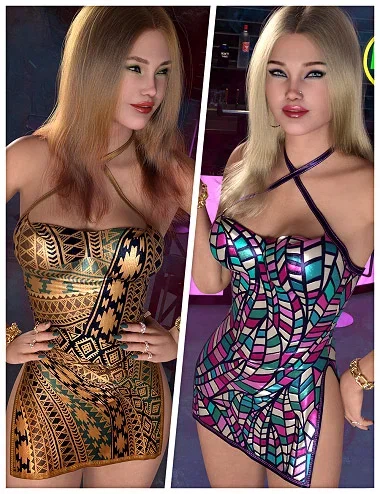 Fashionable Textures for dForce SU Crossed Sling Dress