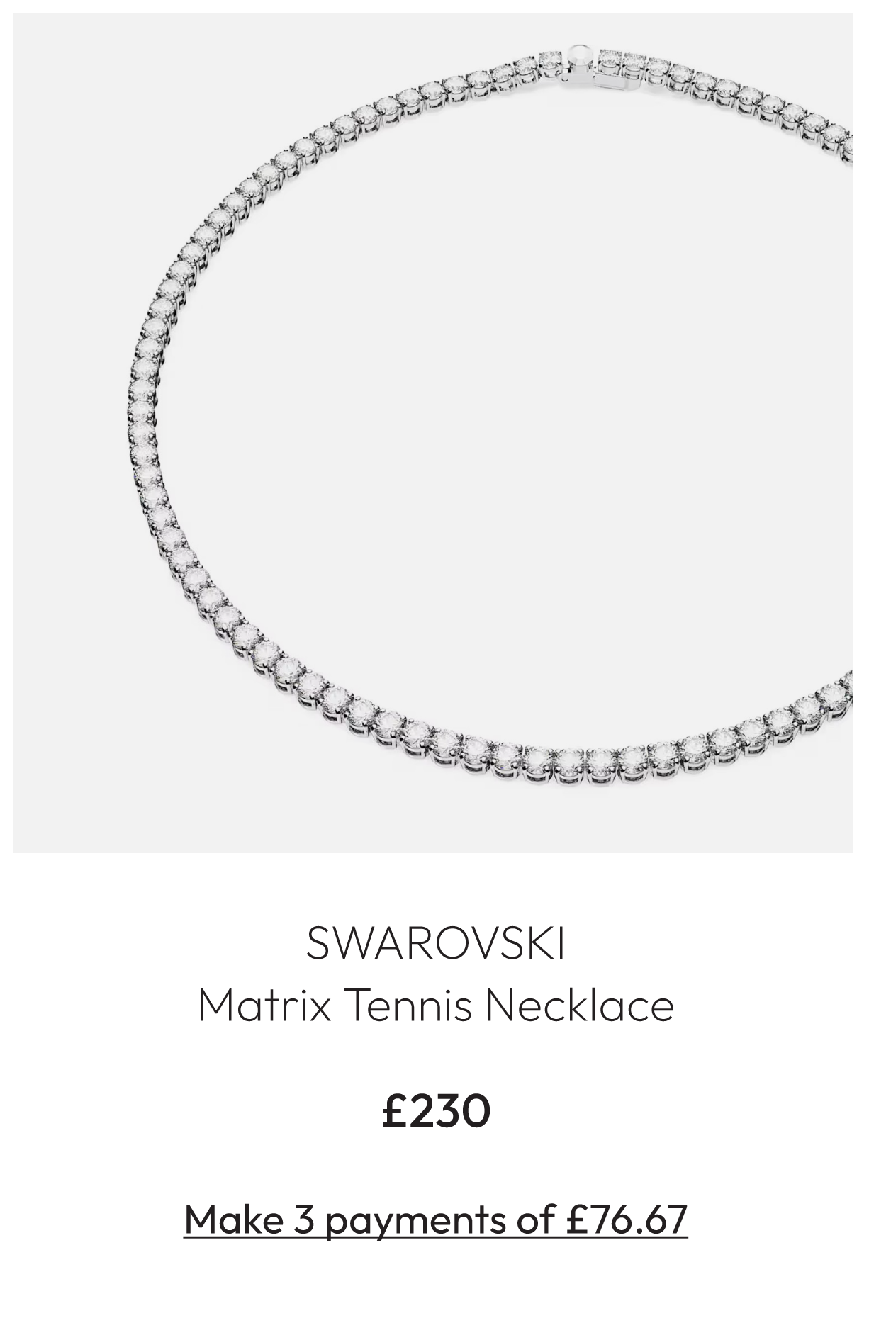 Swarovski Matrix Tennis Necklace 