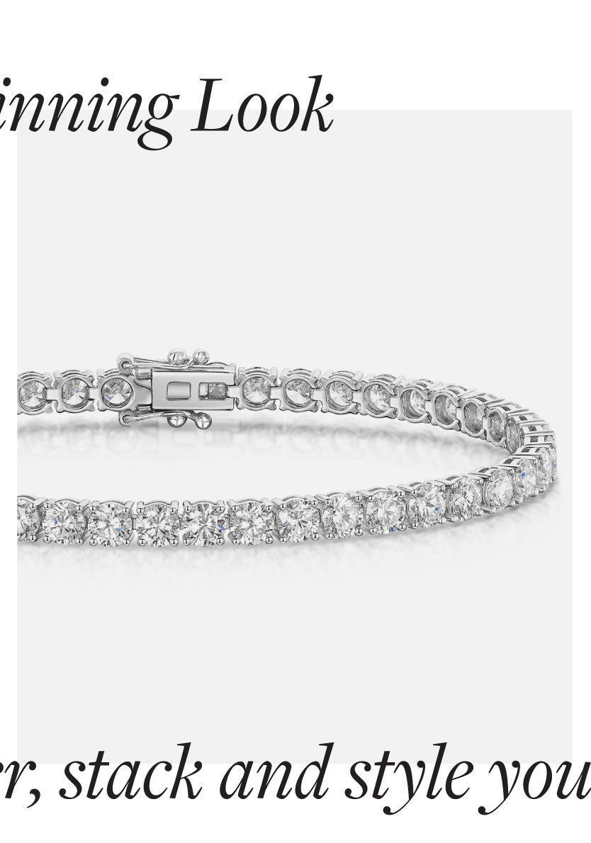 18ct White Gold Round Brilliant Cut 10ct Lab Grown Diamond Tennis Bracelet