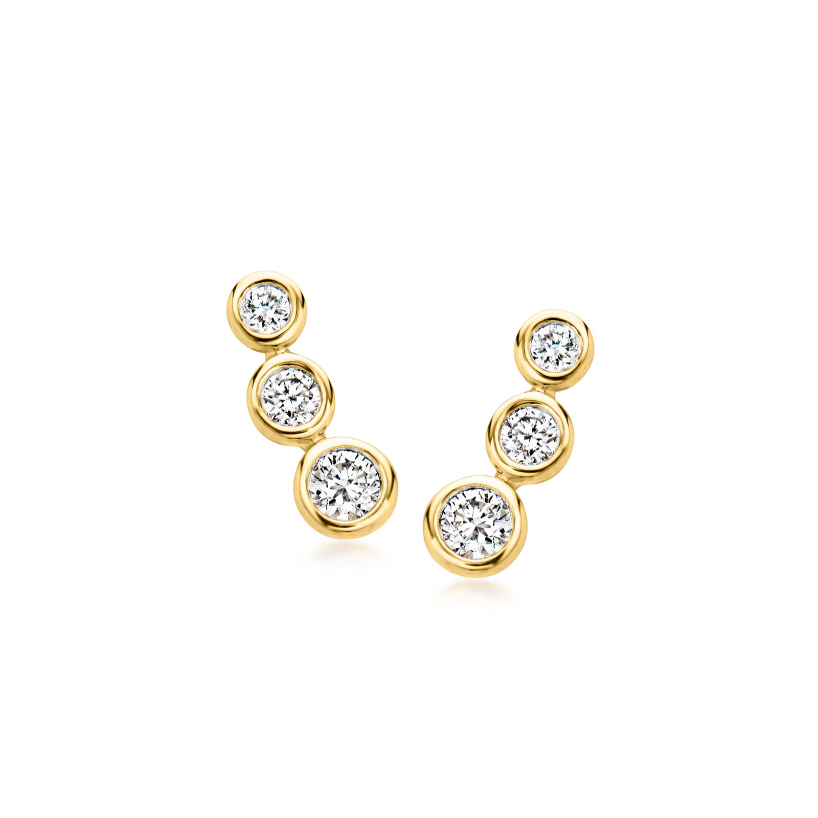 Image of 0.15 ct. t.w. Bezel-Set Lab-Grown Diamond Trio Earrings in 18kt Gold Over Sterling