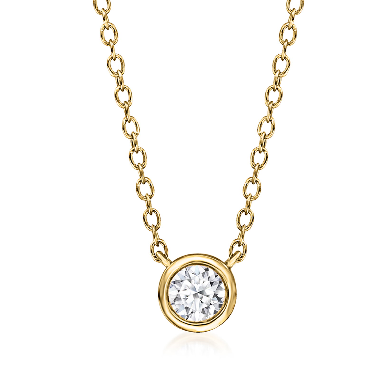 Image of 0.15 Carat Bezel-Set Lab-Grown Diamond Necklace in 18kt Gold Over Sterling