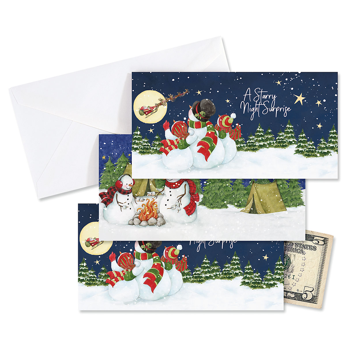 Image of Snowmen Woods Cash or Gift Card Holders