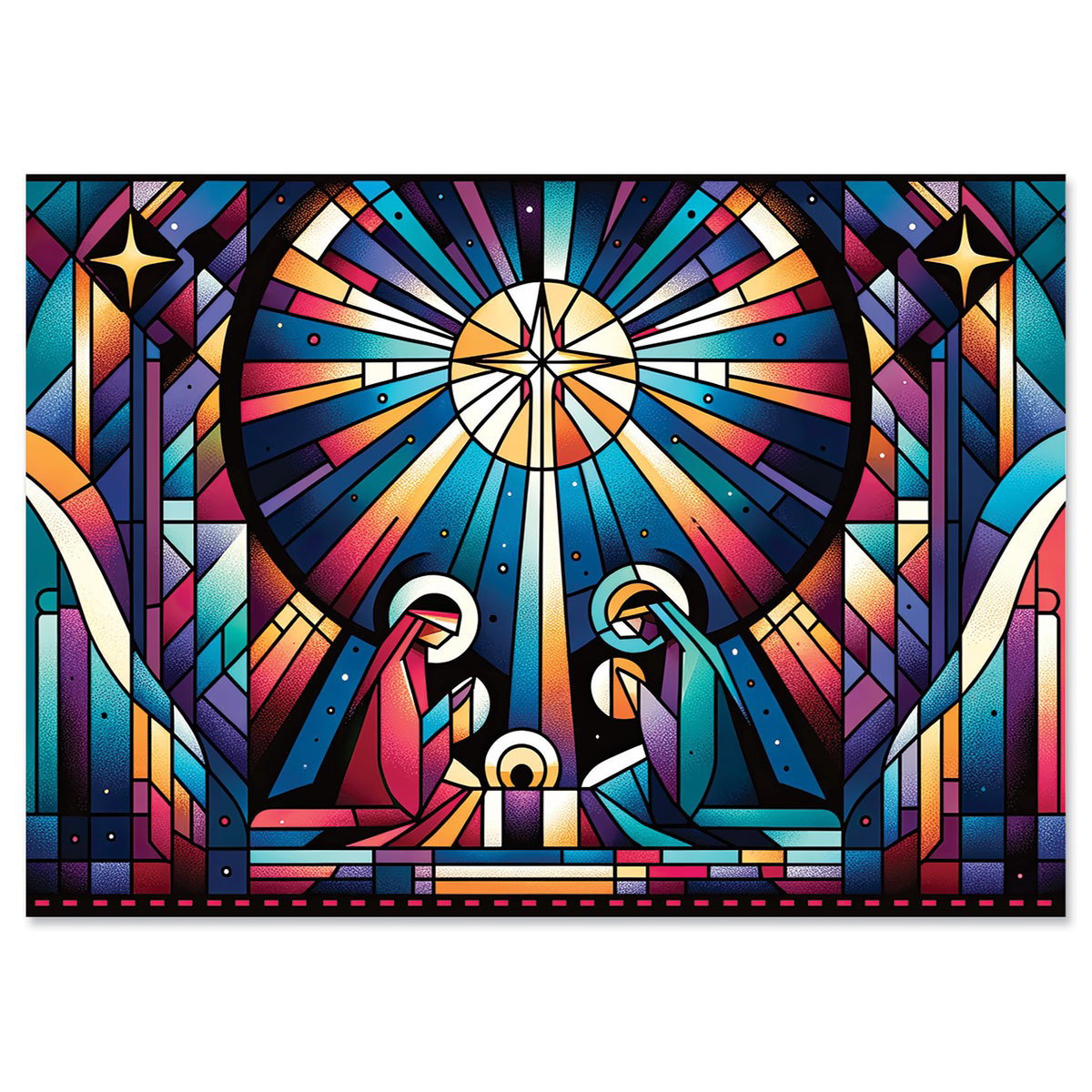 Image of Stained Glass Nativity Christmas Cards