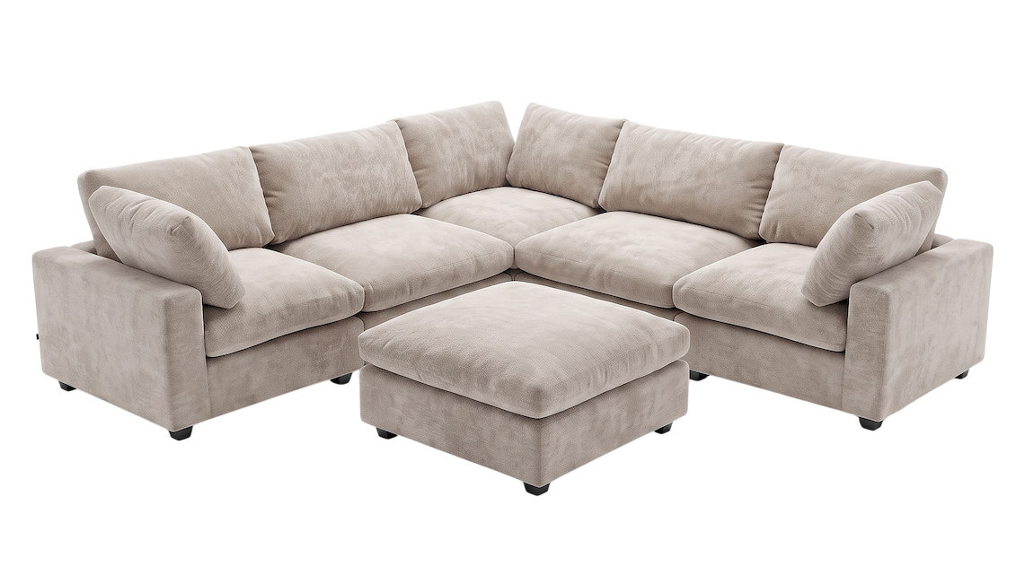 Elaine 6 Seater Modular Corner Chenille Sofa