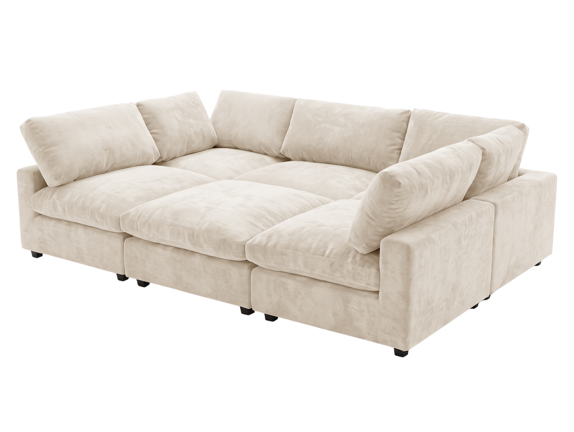Elaine 6 Seater Modular Chenille Sofa