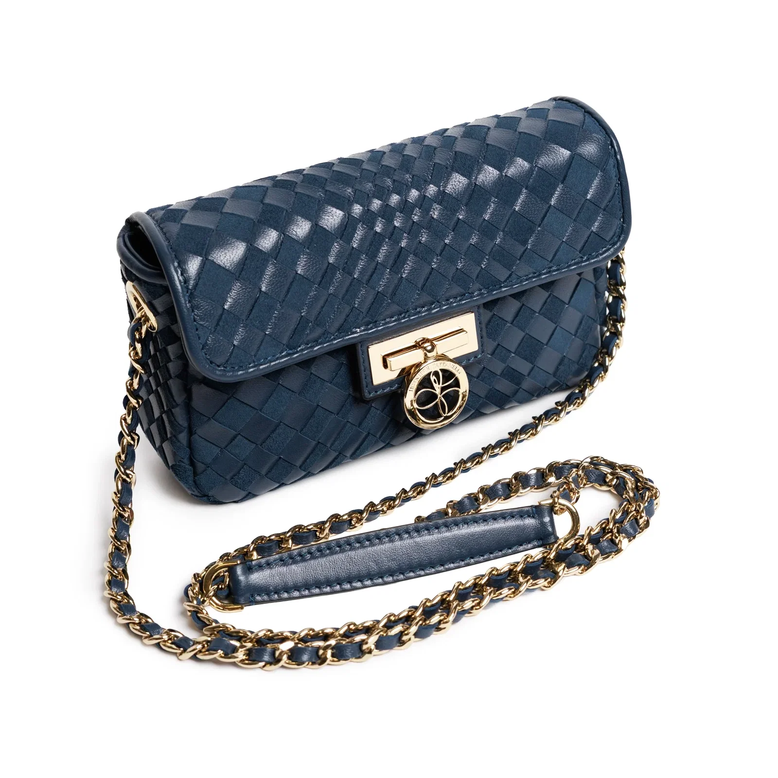 Image of Chicca Women's Intreccio Optical Leather Bag in Nappa and Suede Carta da Zucchero