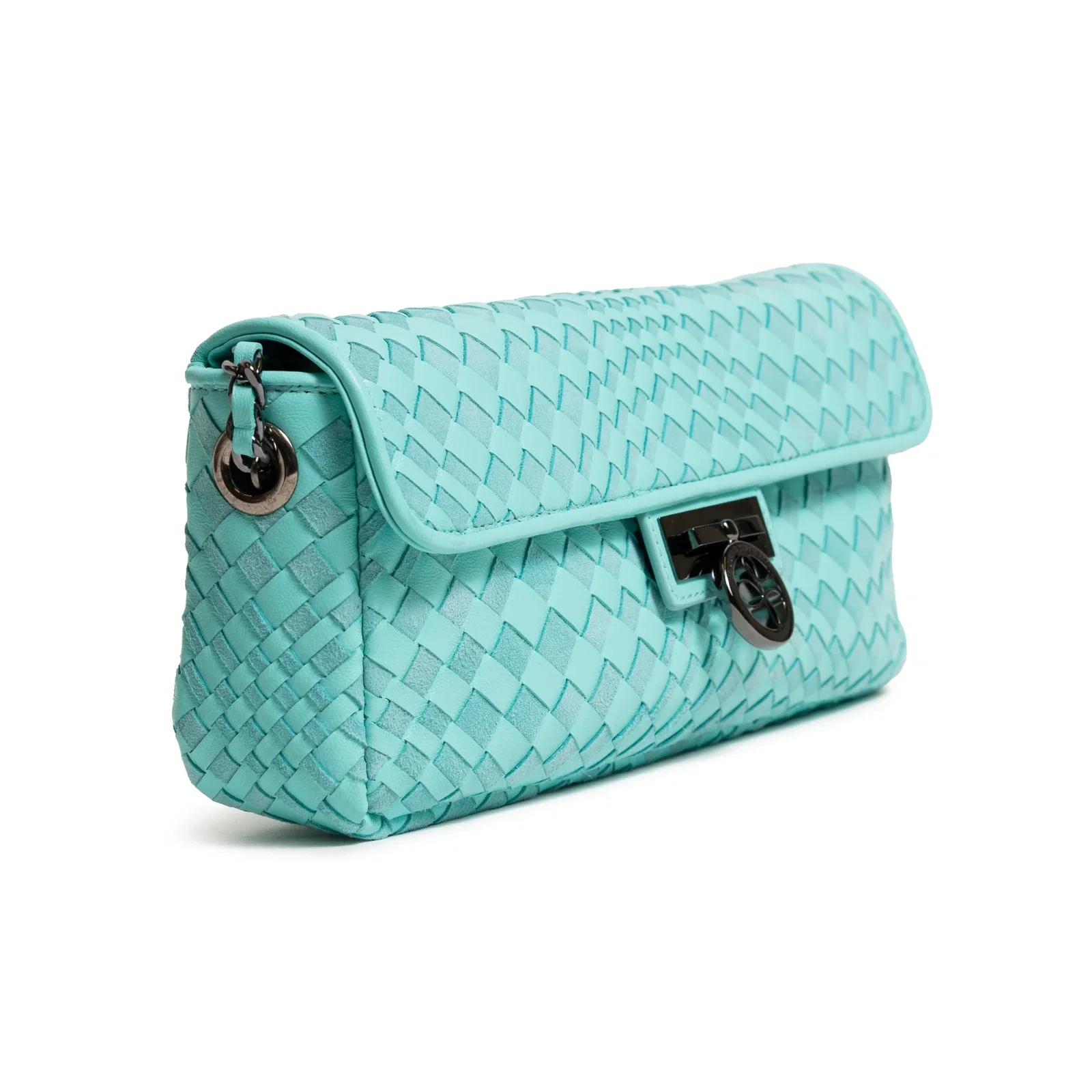 Image of Long Chicca Women Intrecciato Leather Bag in Twinkletif Nappa and Suede