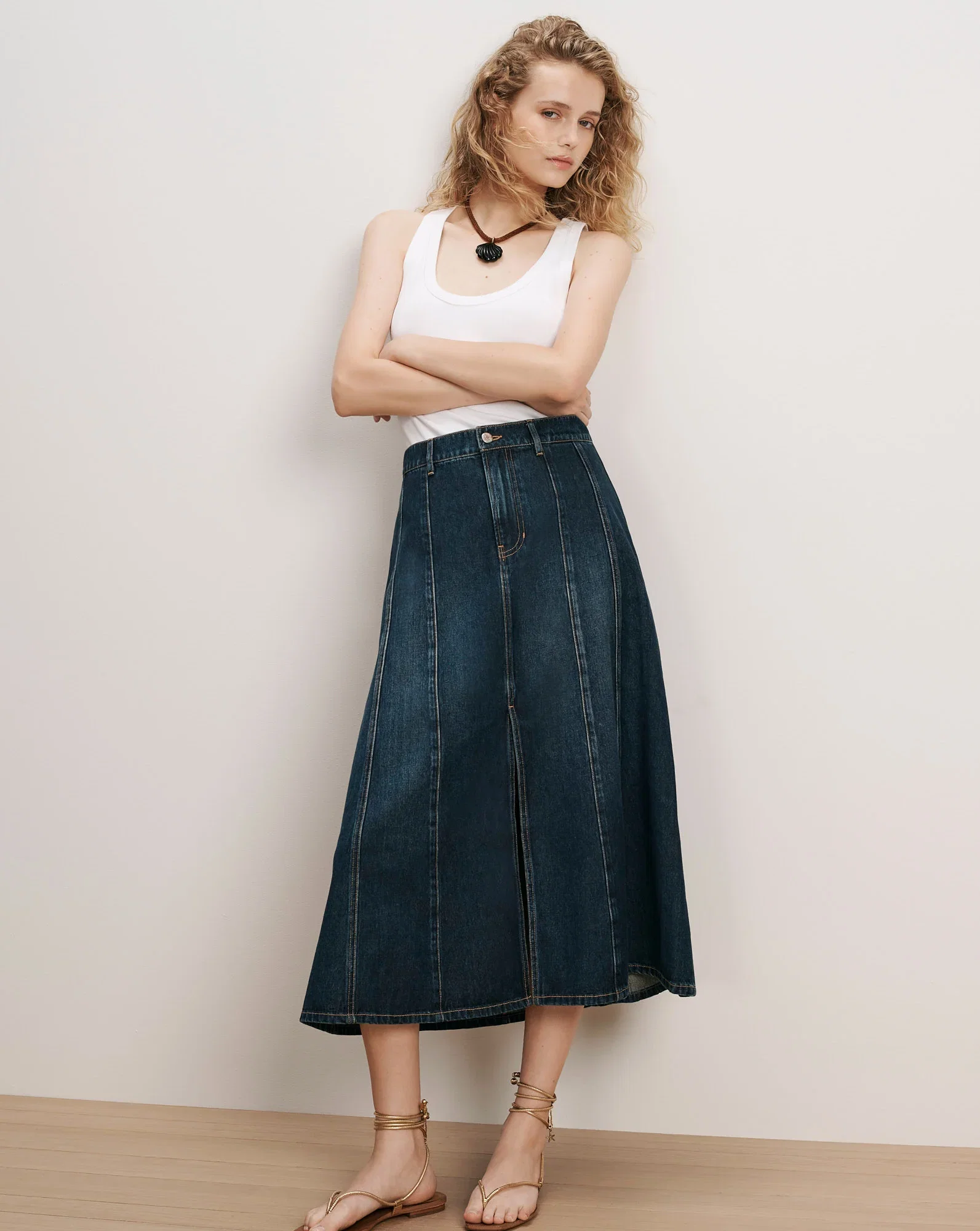 Image of Nasreen Denim Midi Skirt