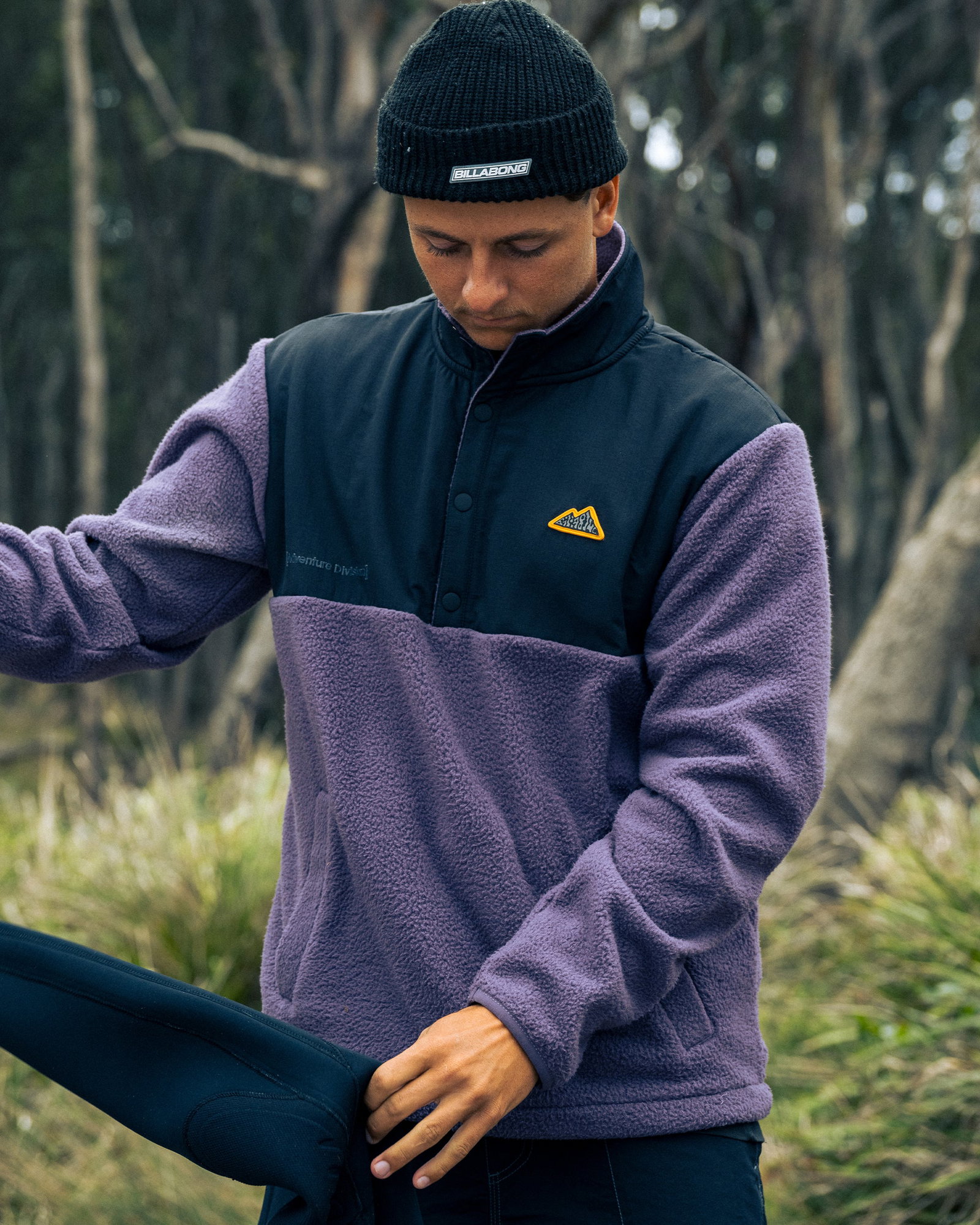 Mens Boundary Mock Snap Fleece Pullover