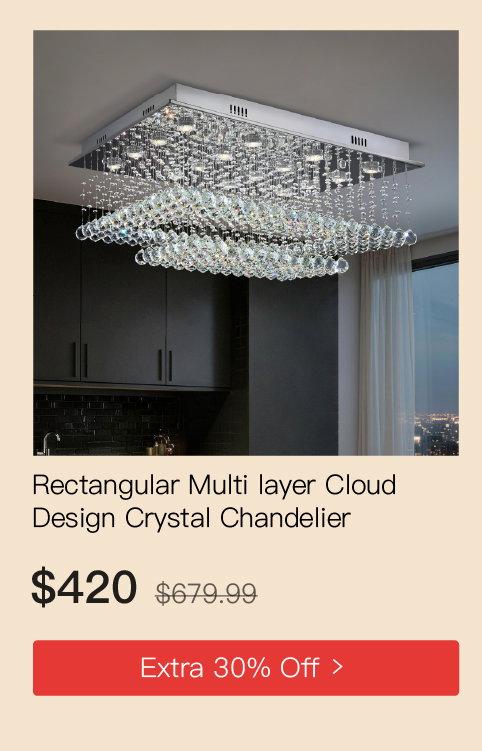 Rectangular Multi layer Cloud Design Crystal Chandelier