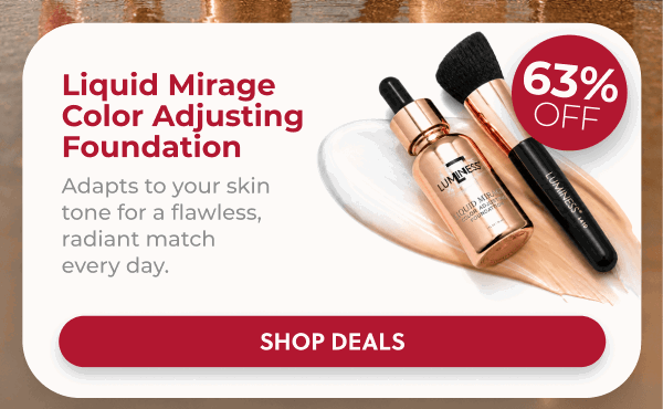 LIQUID MIRAGE COLOR ADJUSTING FOUNDATION: Color-adjusting coverage with SPF primer that keeps up from the first burger to the last firework.