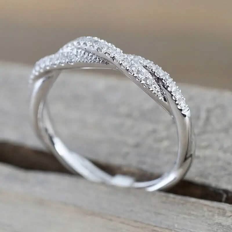 Image of Minimalism 925 Silver Zirconia Twist Ring