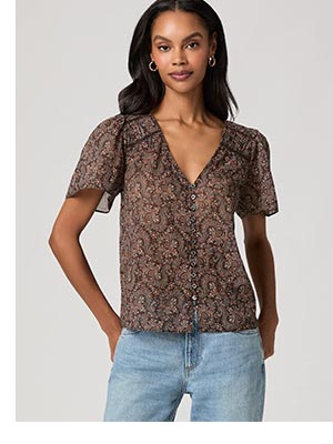 Elodie Top in Dark Brown Multi.