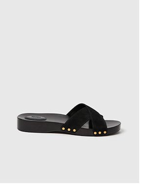 Inez Sandal in Black Suede.