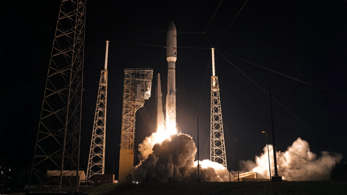 Nighttime launch of a large rocket