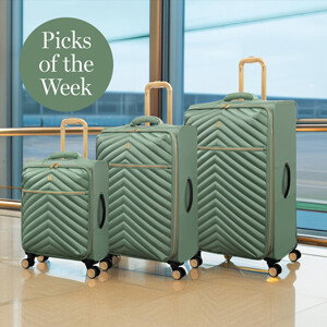 IT Luggage Plentitude II EVA Lightweight Suitcase - Cabin, Medium & Large Soft Shell Luggage - Matcha Green & Gold