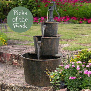 Silver & Stone Outdoor Water Feature 3 Tier Barrel Fountain 101 x 56cm