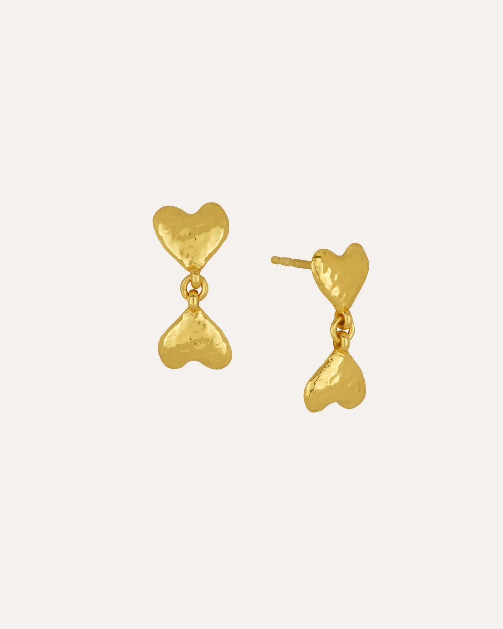 Image of Double Heart Drop Stud Earrings