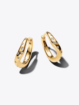 Organically Shaped Stone-Set Hoop Earrings