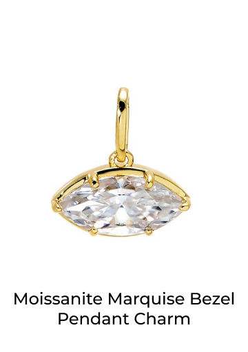 Moissanite Marquise Bezel Pendant Charm
