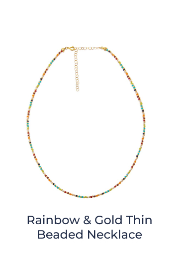 Rainbow & Gold Thin Beaded Necklace