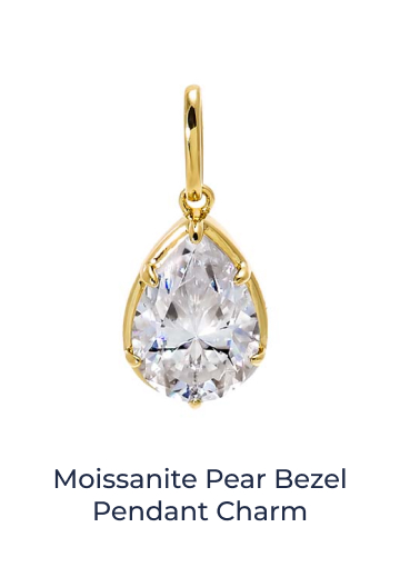 Moissanite Pear Bezel Pendant Charm