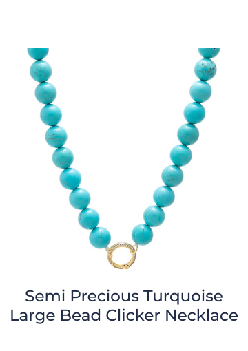 Semi Precious Turquoise Large Bead Clicker Necklace