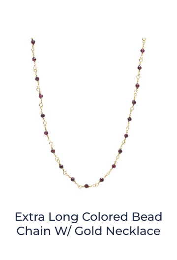 Extra Long Colored Bead Chain W/ Gold Necklace