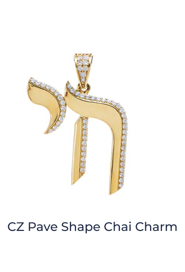 CZ Pave Shape Chai Charm