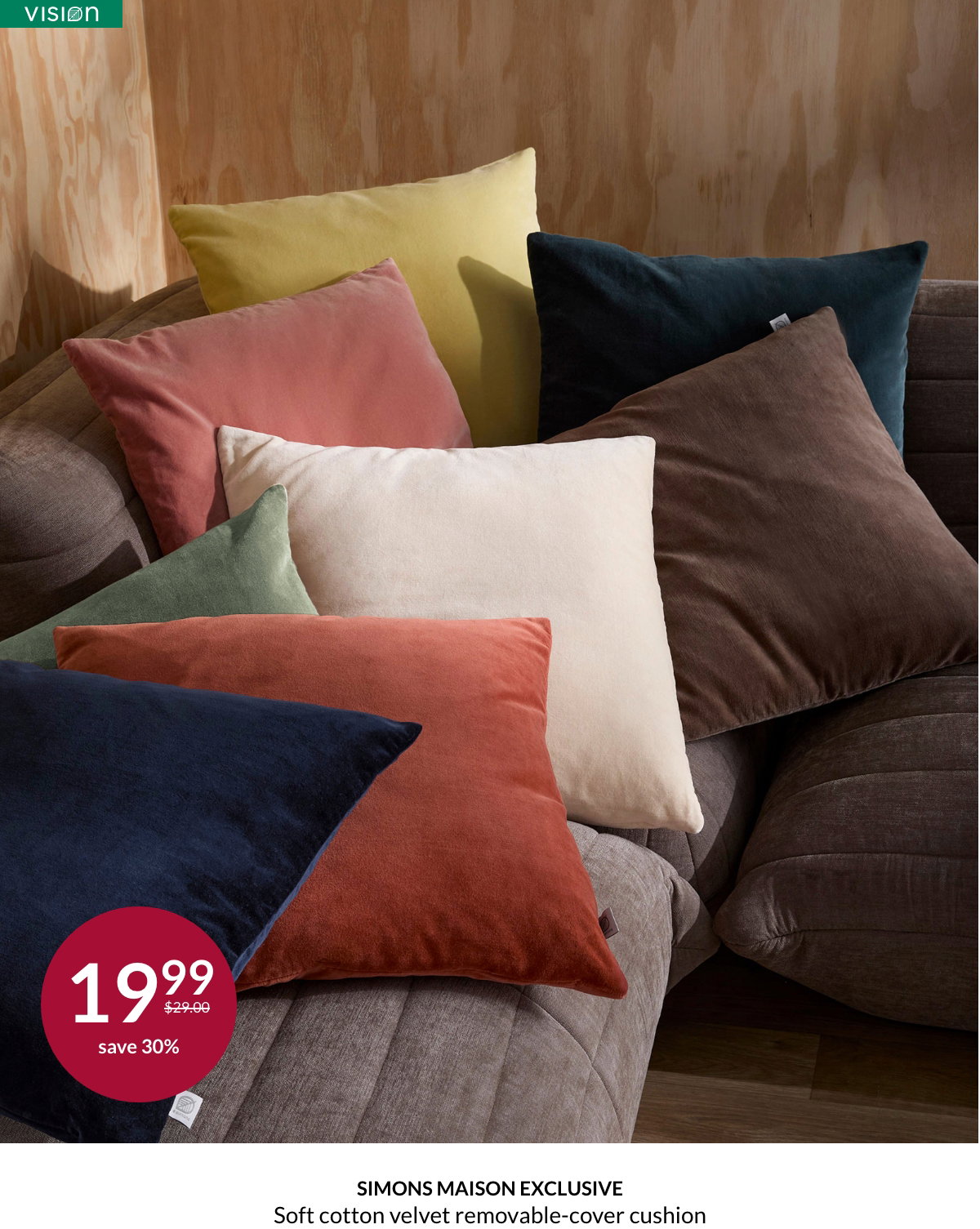 Simons Maison exclusive. Soft cotton velvet removable-cover cushion