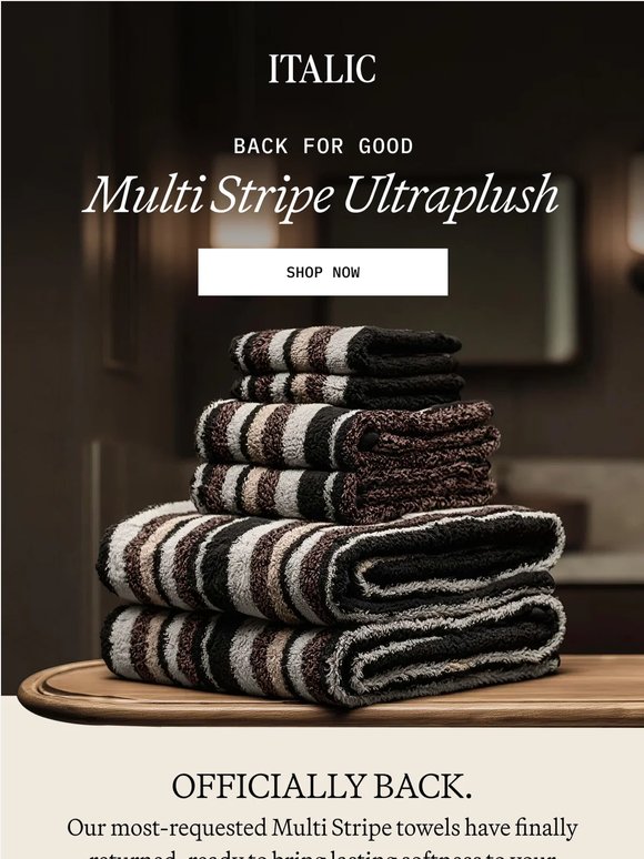 Back in Stock: Multi Stripe Ultraplush Towels