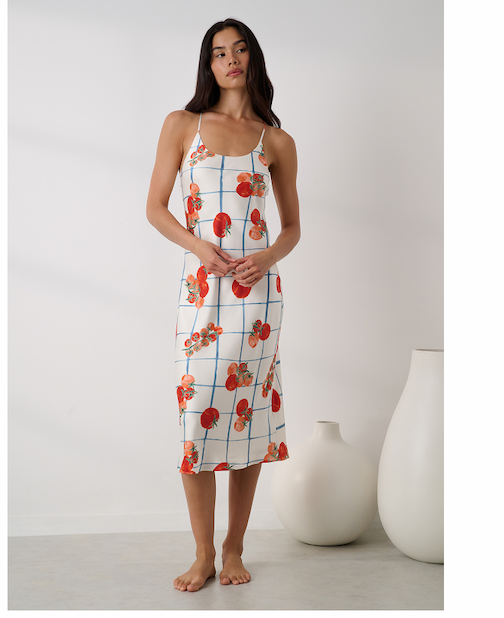 dress in tomato print