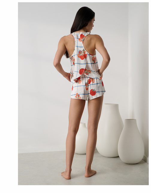 tulip back set in tomato print