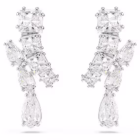 Pendientes Matrix, tallas mixtas, blancos, baño de rodio