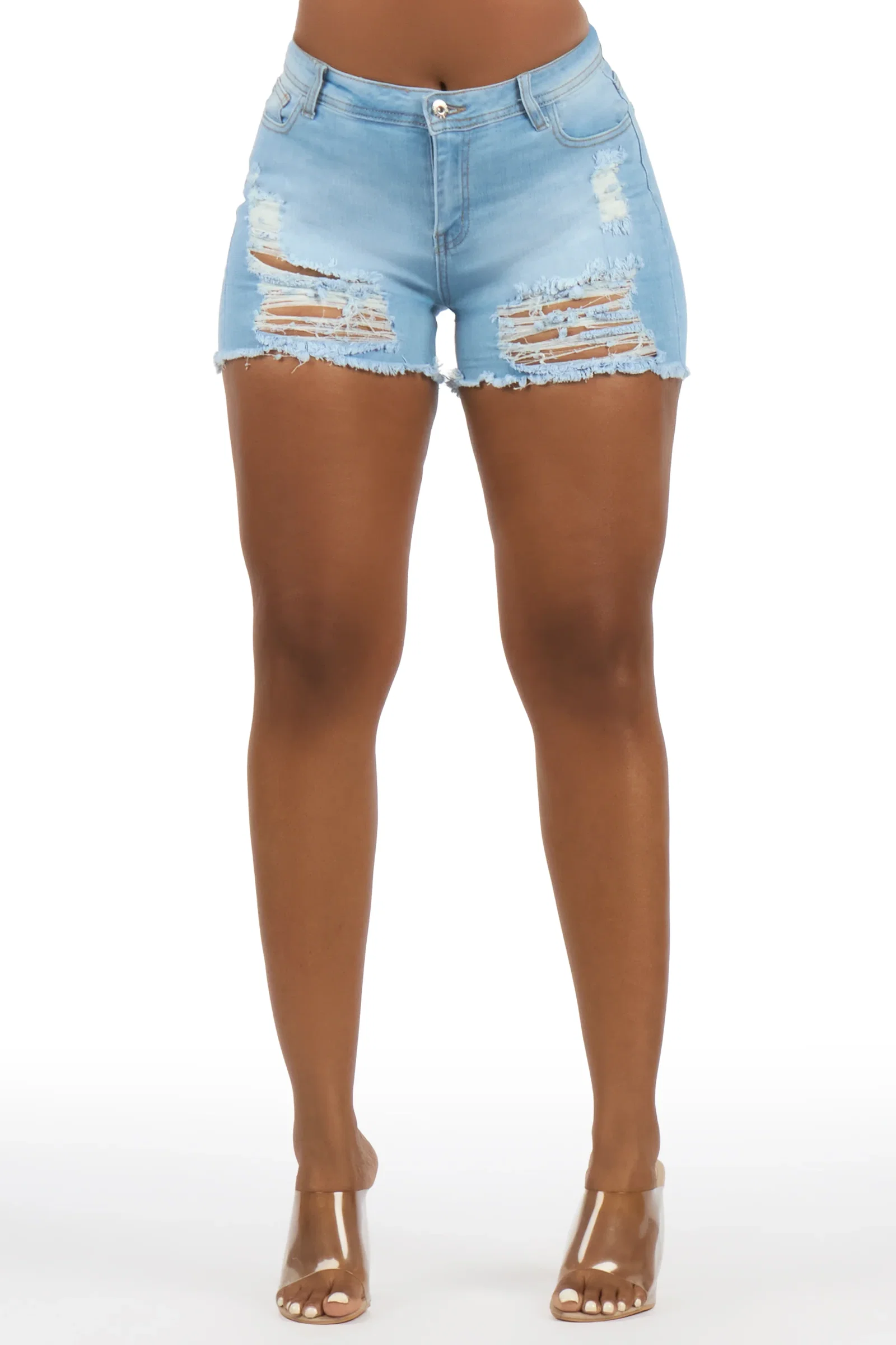 Image of Consandra Light Wash Distressed Denim Short