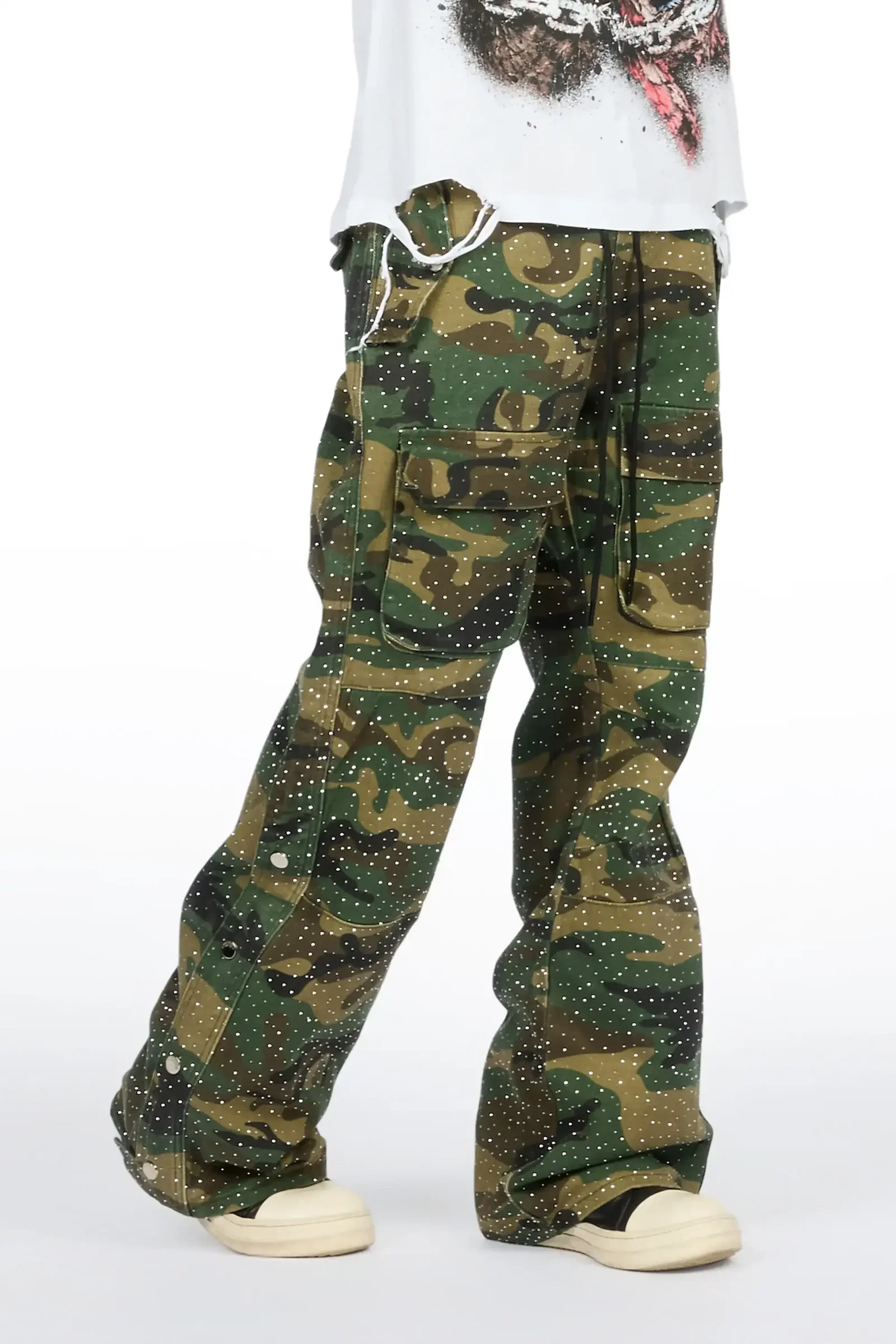 Image of Yuri Camo Rhinestone Baggy Fit Jean