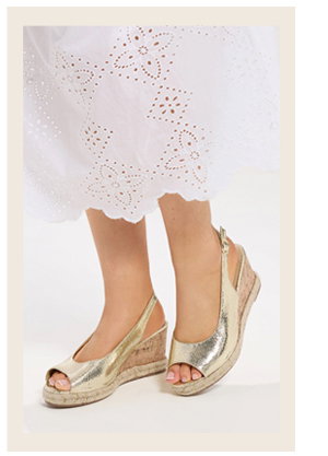 Yours Gold Faux Leather Snake Wedge Sandals In Wide E Fit