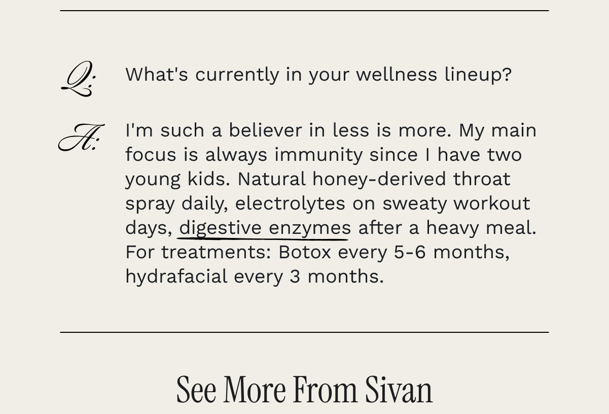 What's currently in your wellness lineup