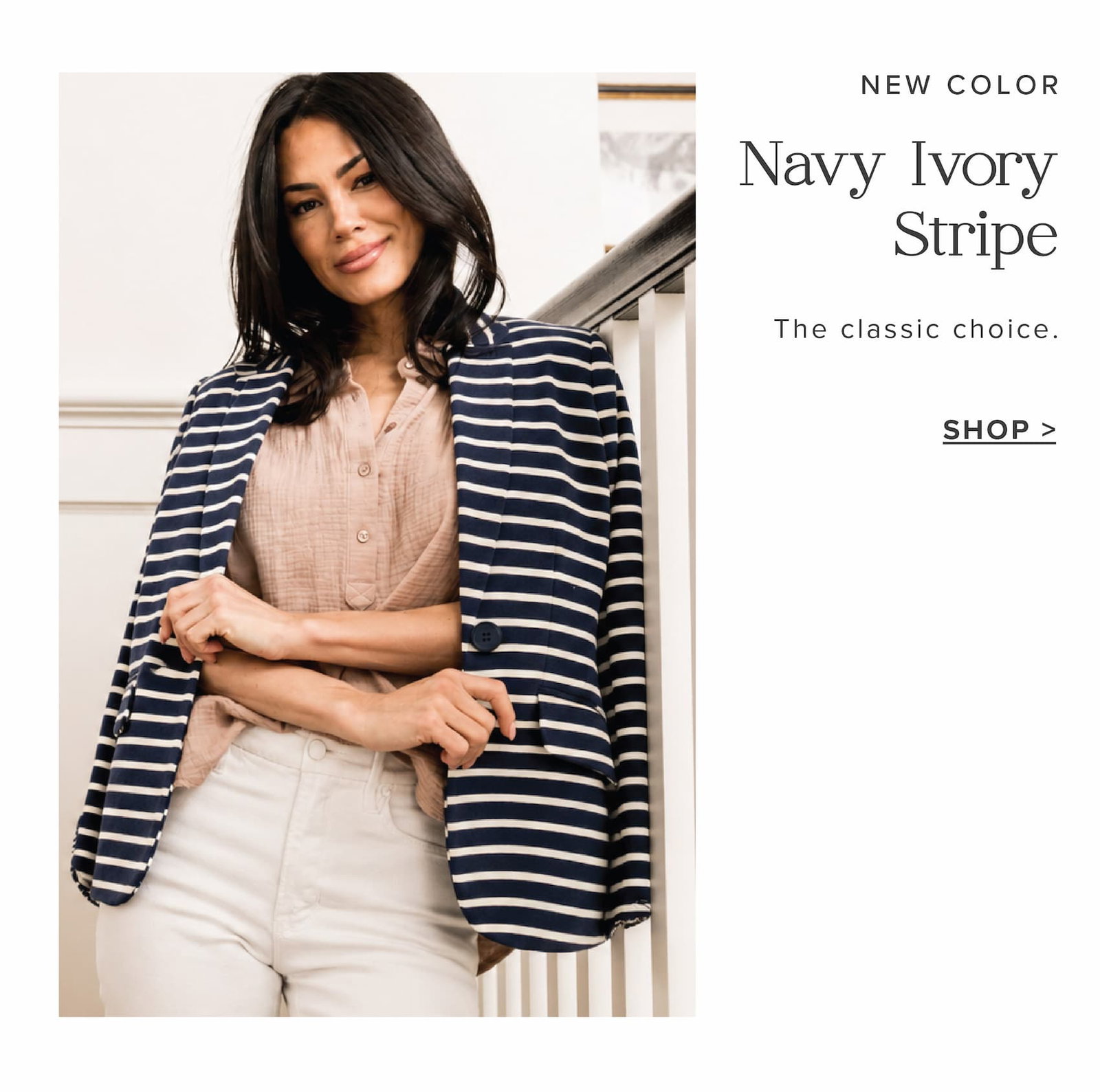 New color: navy ivory stripe