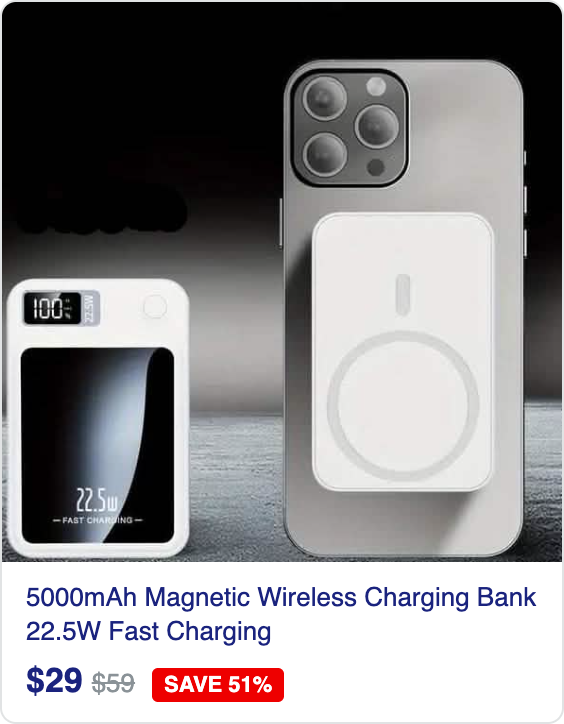 5000mAh Magnetic Wireless Charging Bank 22.5W Fast Charging