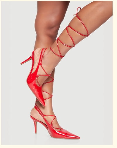 Shop Strappy Lace Up Pointed Toe Stiletto Heels