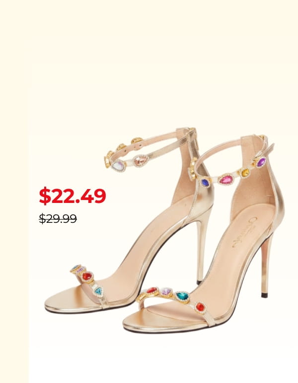 Shop Rhinestone Detail Gold Sole Ankle Strap High Heels