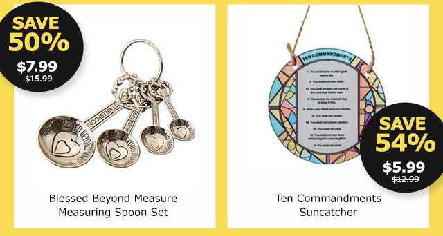 Blessed Beyond Measure Measuring Spoon Set | Ten Commandements Suncatcher