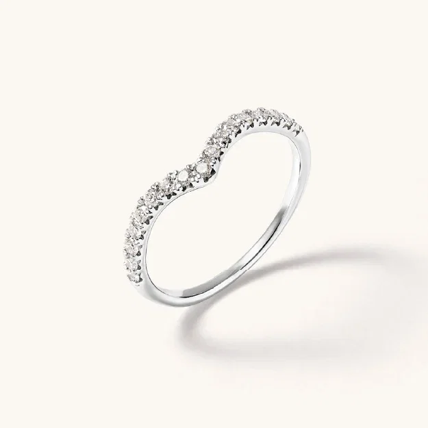 0.25tw of Lab-Grown Diamond Chevron Ring in Sterling Silver and Platinum