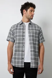 Grey Check Short Sleeve Shirt