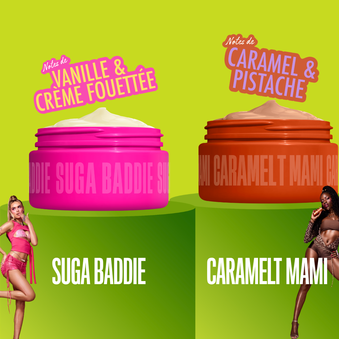 Beurre fat oil body suga baddie notes de vanilles et crème fouettée et caramelt mami notes de caramel et pistache