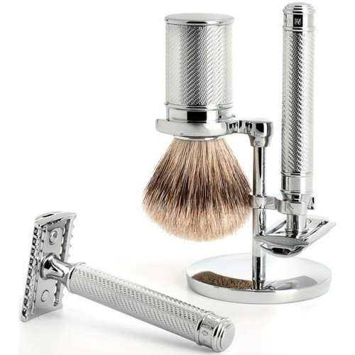Set De Rasage 3 Pièces - Rasoir De Sécurité Métal Chromé