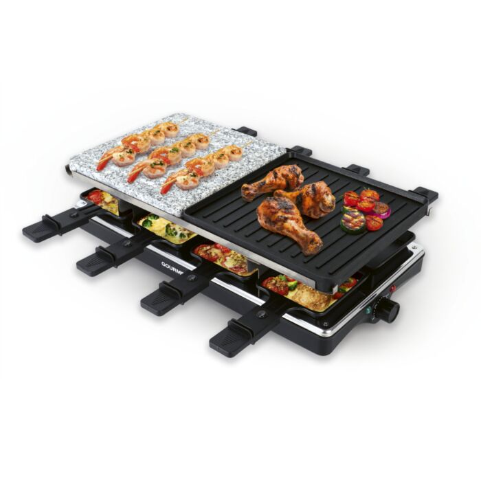 Gourmetmaxx Raclette-Grill «Deluxe 8», mit Marmorsteinplatte und Wendegrill , schwarz